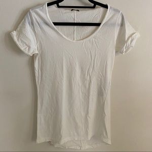 Denham the Jeanmaker Scoop Neck White Cotton Tee Size Small